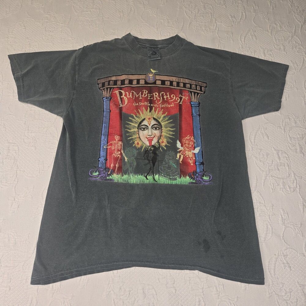 Vintage Bumbershoot 1999 Seattle Arts Festival Shirt Gray Crew Neck Late 90s - Picture 1 of 10
